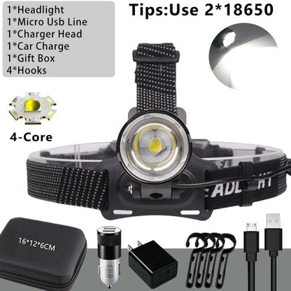 Newest  Waterproof XHP199 16-Core Super Bright Powerful Lantern Headlamp XHP110 LED USB  Flashlight XHP50 Headlight Rechargeable 18650 Zoom Torch Light