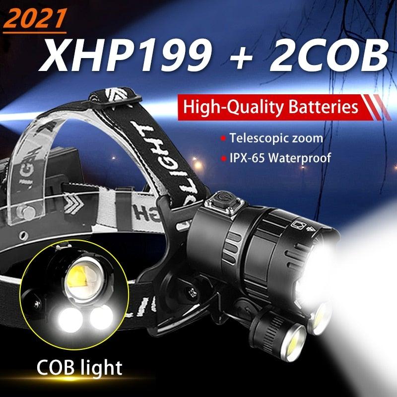 Newest  Waterproof XHP199 16-Core Super Bright Powerful Lantern Headlamp XHP110 LED USB  Flashlight XHP50 Headlight Rechargeable 18650 Zoom Torch Light