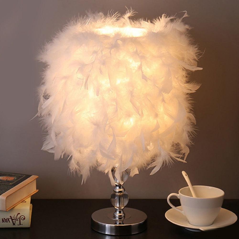 Novelty Feather Night Light Remote Fairy Copper Lamp for Home Living Room Bedroom Bedside Backlight Party Wedding Decoration Cute Study Lamps for Bedroom Décor
