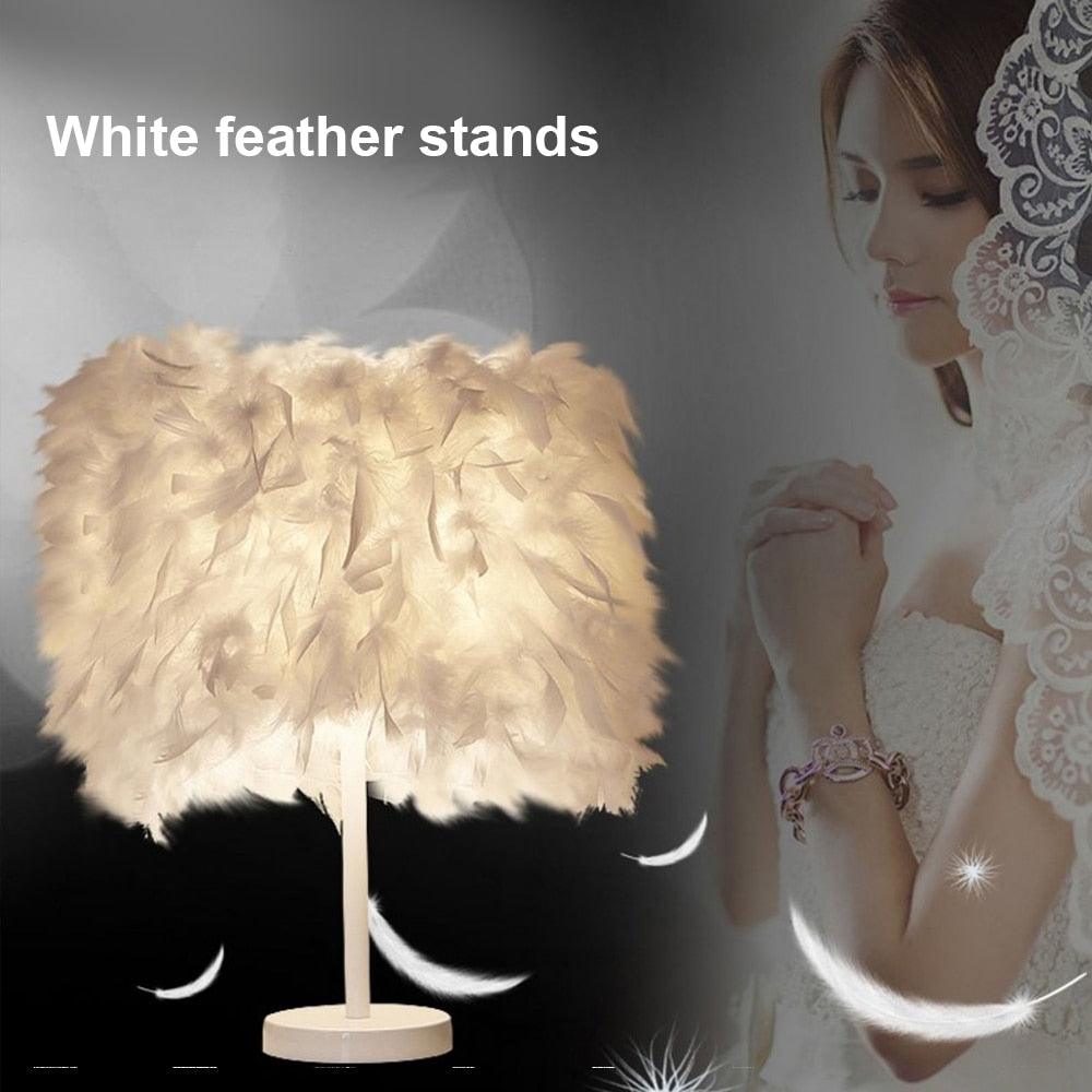 Novelty Feather Night Light Remote Fairy Copper Lamp for Home Living Room Bedroom Bedside Backlight Party Wedding Decoration Cute Study Lamps for Bedroom Décor