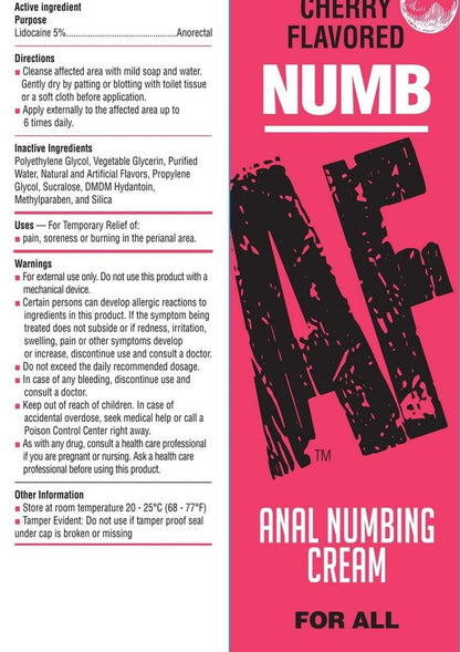 Numb AF Cherry Flavored Anal Numbing Cream