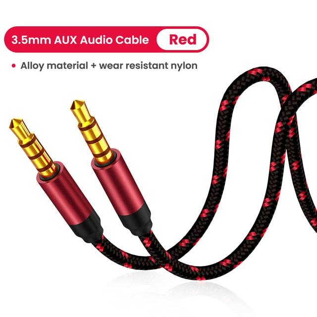 Nylon Braid 4 Poles 3.5MM Audio Aux Cable Jack For Headphone Speaker Line  Car PC Mp3 Mp4