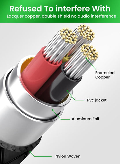 Nylon Braid 4 Poles 3.5MM Audio Aux Cable Jack For Headphone Speaker Line  Car PC Mp3 Mp4