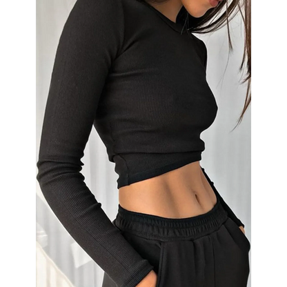 Sexy Ribbed Cropped T-Shirt