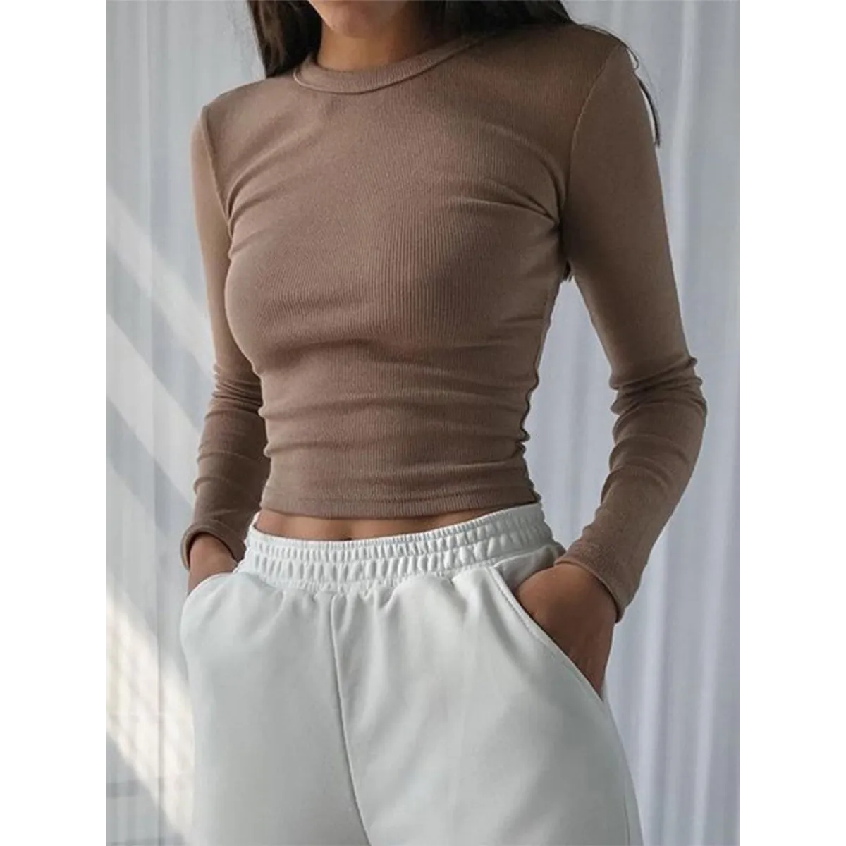 Sexy Ribbed Cropped T-Shirt