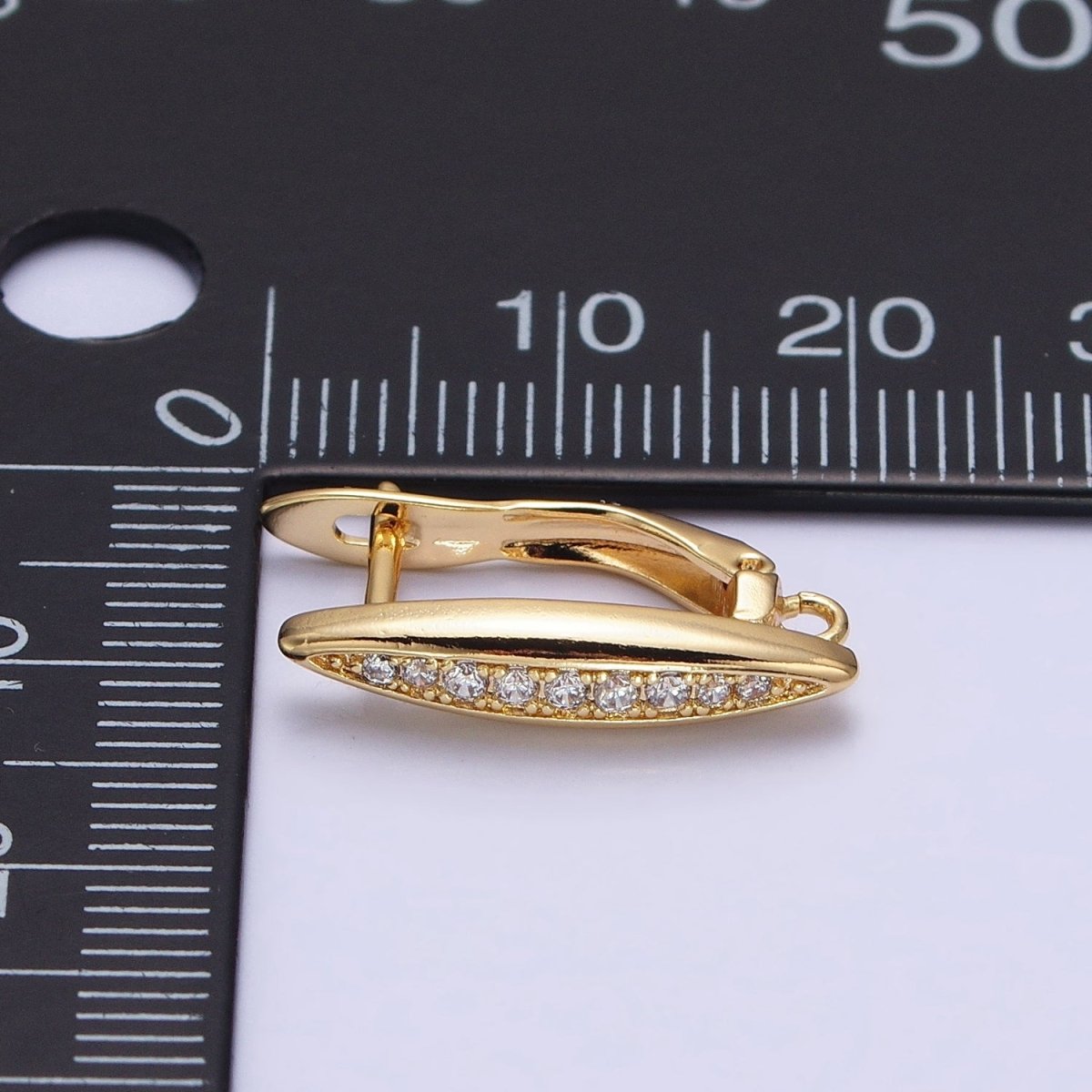 Oblong Micro Paved Clear CZ Lined Open Loop Earrings Supply in Gold &amp; Silver | Z-284 Z-285