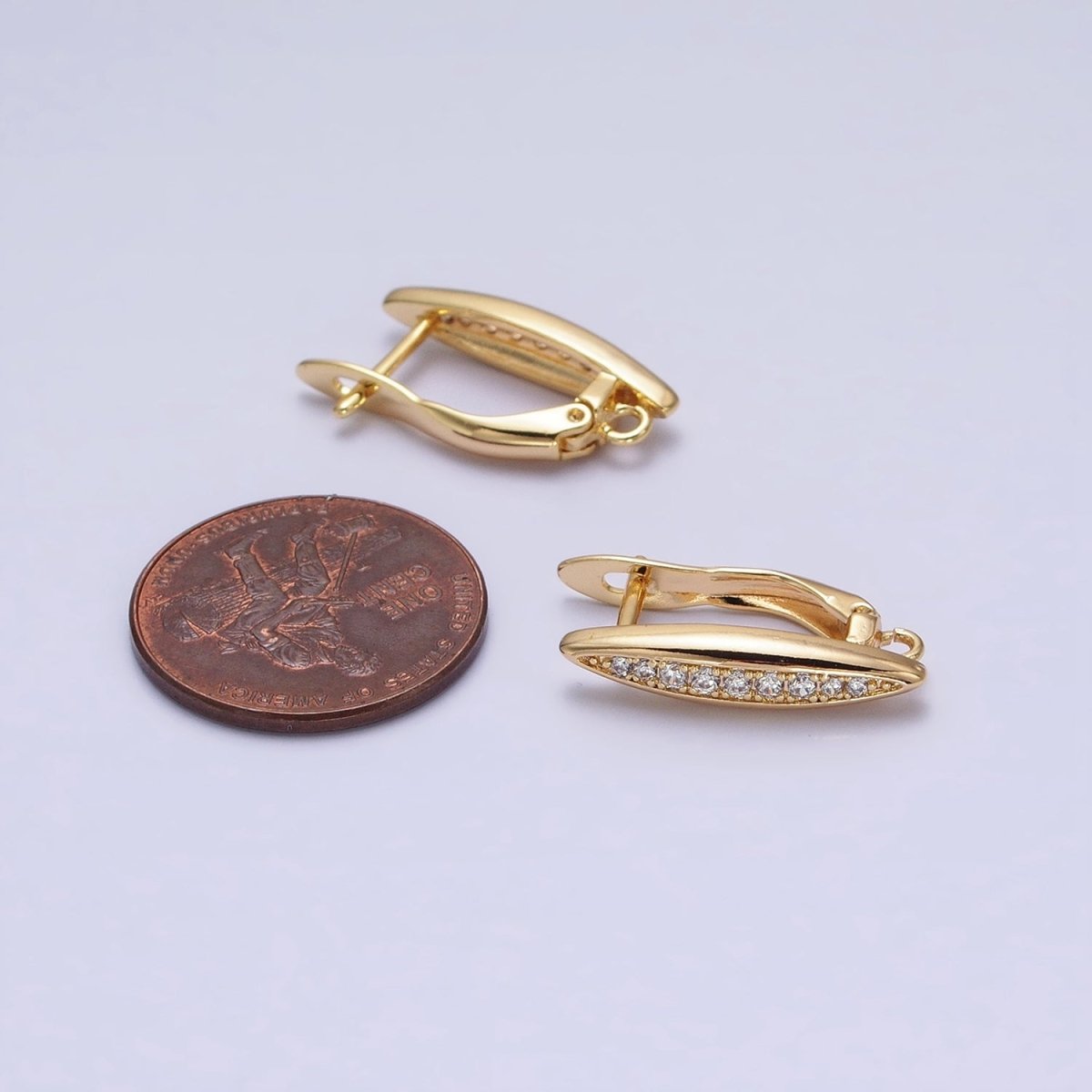 Oblong Micro Paved Clear CZ Lined Open Loop Earrings Supply in Gold &amp; Silver | Z-284 Z-285