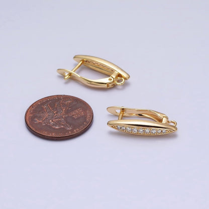 Oblong Micro Paved Clear CZ Lined Open Loop Earrings Supply in Gold &amp; Silver | Z-284 Z-285