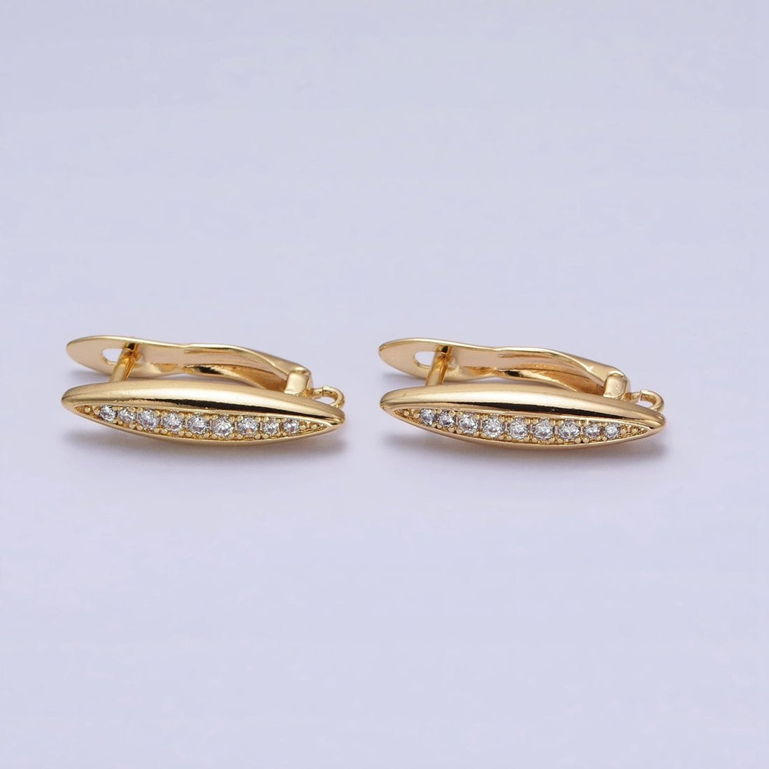 Oblong Micro Paved Clear CZ Lined Open Loop Earrings Supply in Gold &amp; Silver | Z-284 Z-285