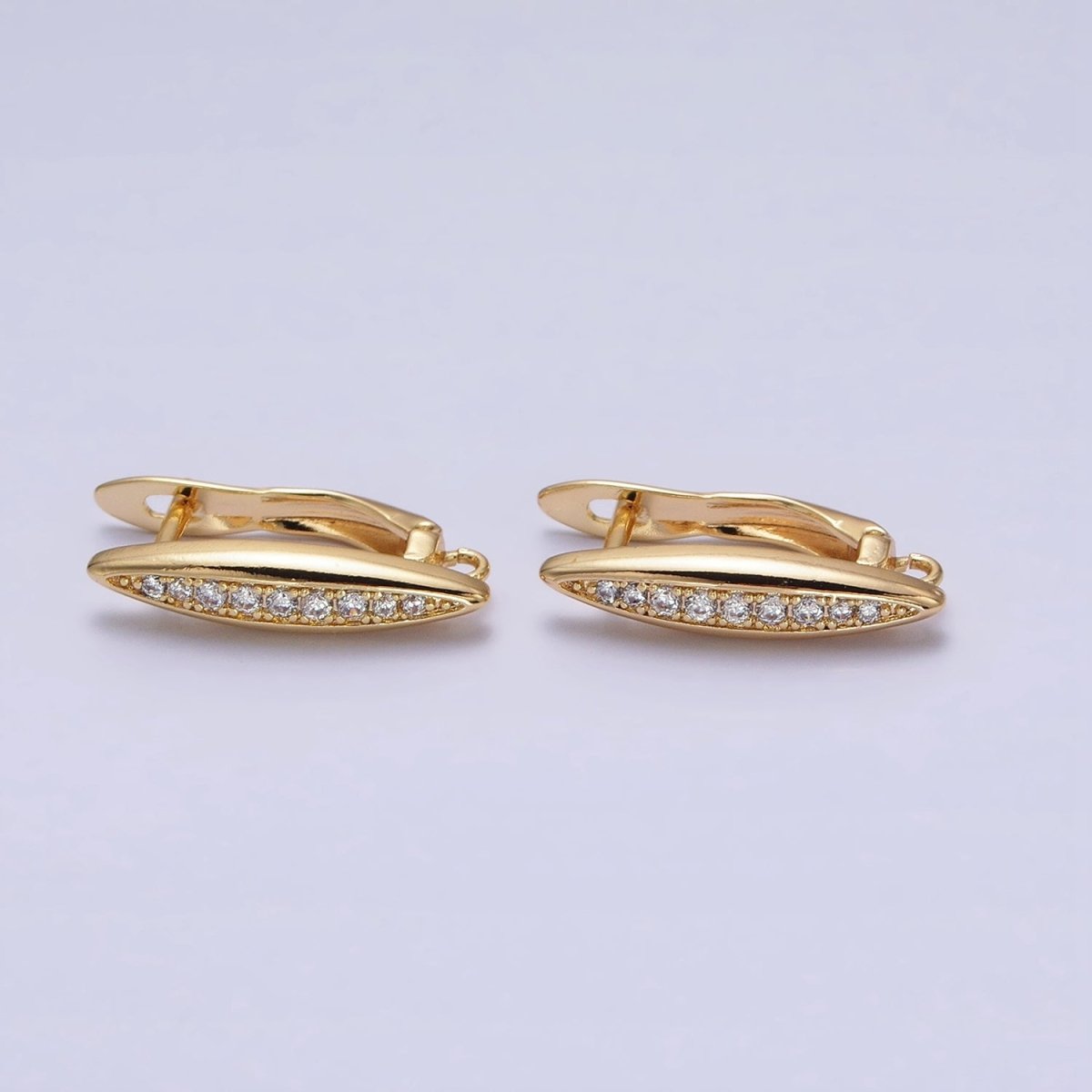 Oblong Micro Paved Clear CZ Lined Open Loop Earrings Supply in Gold &amp; Silver | Z-284 Z-285