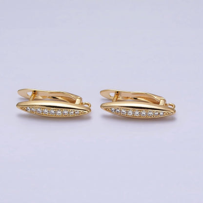 Oblong Micro Paved Clear CZ Lined Open Loop Earrings Supply in Gold &amp; Silver | Z-284 Z-285