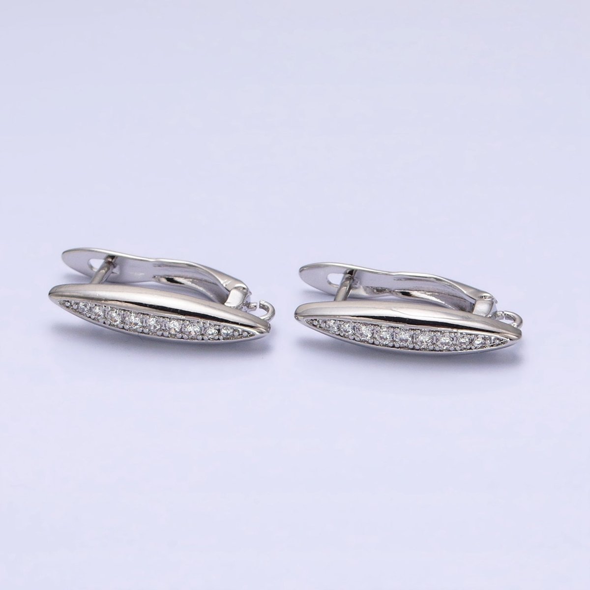 Oblong Micro Paved Clear CZ Lined Open Loop Earrings Supply in Gold &amp; Silver | Z-284 Z-285