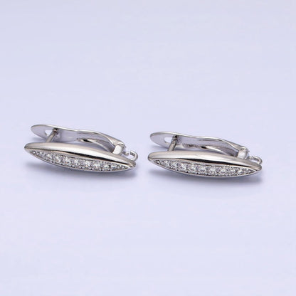 Oblong Micro Paved Clear CZ Lined Open Loop Earrings Supply in Gold &amp; Silver | Z-284 Z-285
