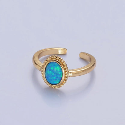 Ocean Blue Opal Gold Vintage Style Ring O-2222 O-2223