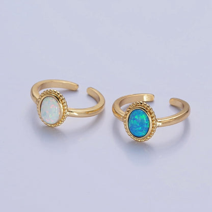 Ocean Blue Opal Gold Vintage Style Ring O-2222 O-2223