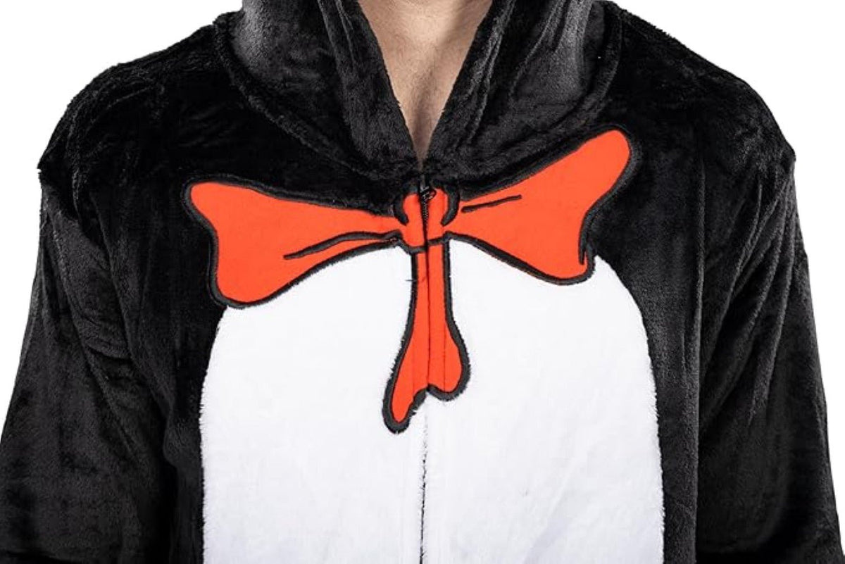 Officially Licensed Dr. Seuss Cat in Hat Adult Unisex Halloween Cosplay Costume Jumpsuit