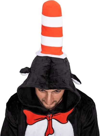 Officially Licensed Dr. Seuss Cat in Hat Adult Unisex Halloween Cosplay Costume Jumpsuit