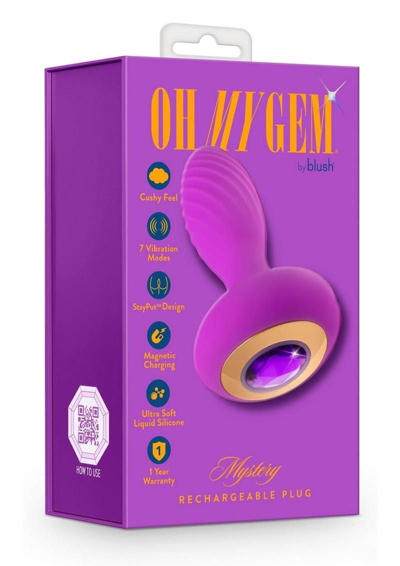 Oh My Gem Mystery Rechargeable Silicone Anal Plug Amethyst Purple