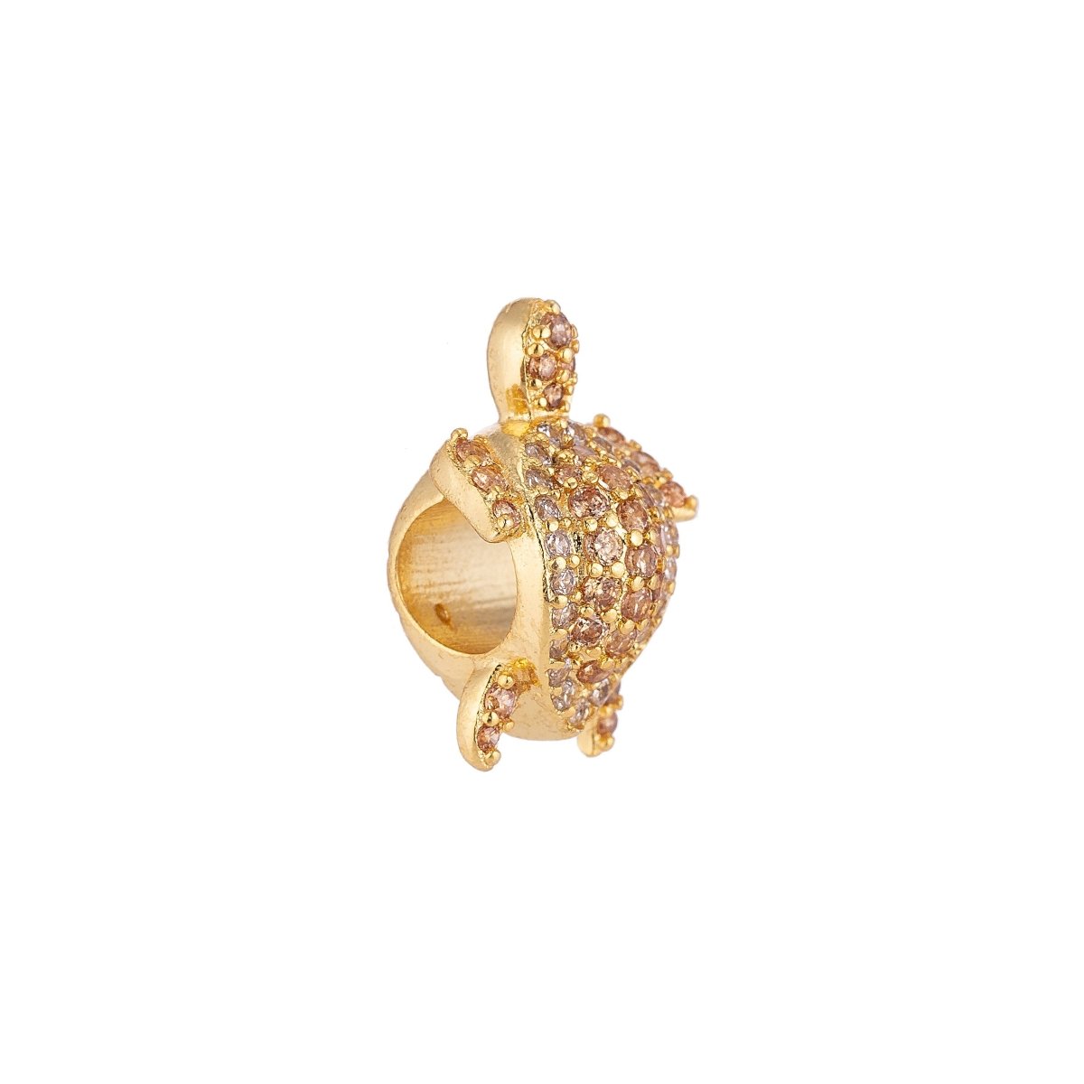 On Sale! CLEARANCE! 10mm Micro Paved Beach Turtle Gold Filled Spacer Bead | B-030
