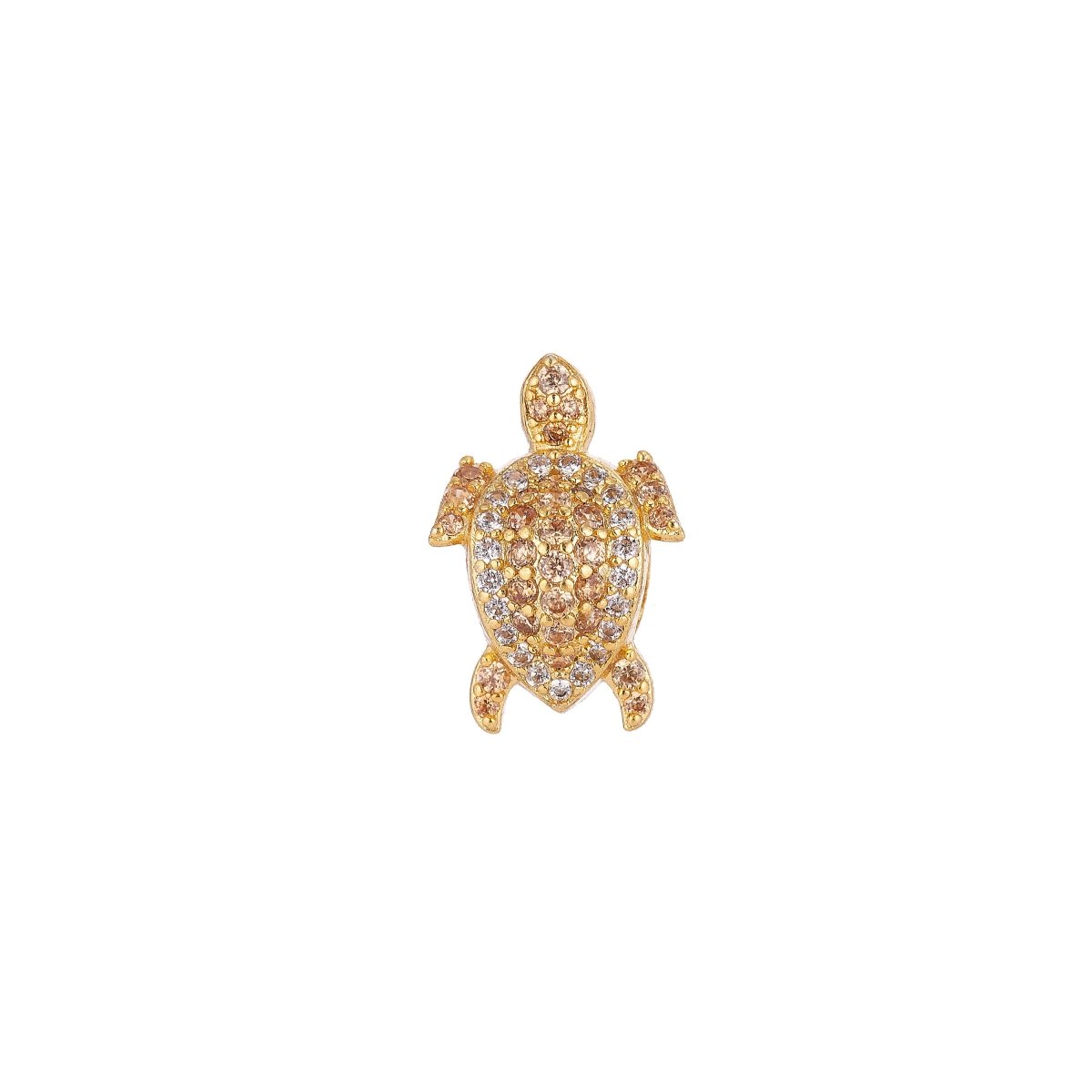 On Sale! CLEARANCE! 10mm Micro Paved Beach Turtle Gold Filled Spacer Bead | B-030