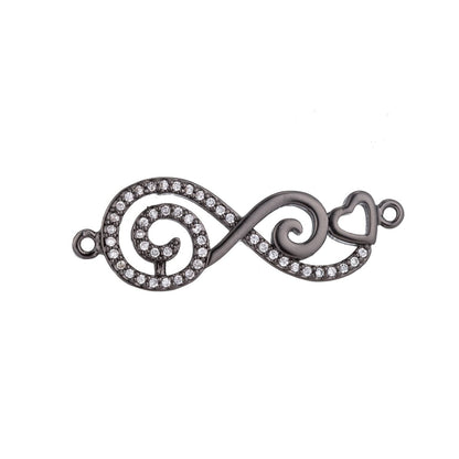 On Sale! CLEARANCE! 14K Gold Filled, Rose Gold, Silver, Black Gold Infinity Heart Charm CONNECTOR, Infinity Bracelet Connector Micro Pave For Bracelet Necklace, For Jewelry Making | F-152
