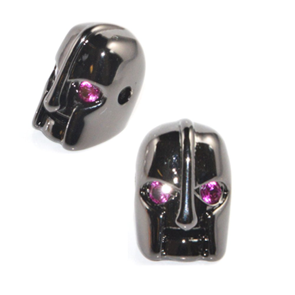 On Sale! CLEARANCE! Cubic Zirconia Warrior Mask Robot Jewelry Cooper Charm Beads Connector Crystal Rhinestone Pave Czech Bracelet Design Plated Material | B-343
