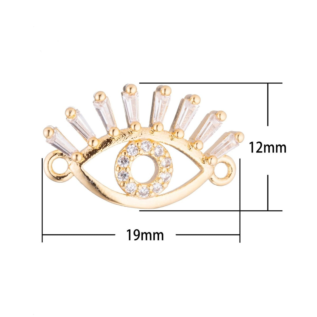 On Sale! CLEARANCE! Gold Eye, Golden Eyelash, Ladies, Woman DIY Love Gift, Cubic Zirconia Bracelet Charm, Necklace Pendant, Findings for Her Jewelry Making | F-157