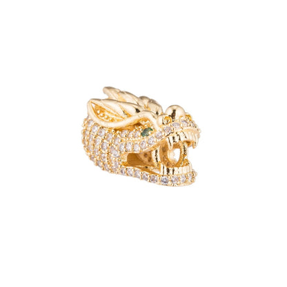 On Sale! CLEARANCE! Gold Filled Micro Paved CZ Mythical Dragon Spacer Bead | B-075