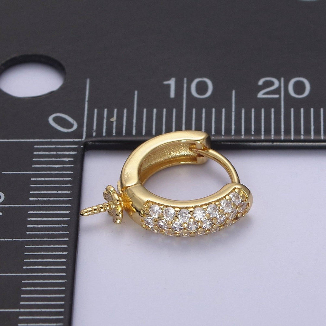 One Pair Gold Hoop Earring Finding DIY Pearl Peg Earring Mount Half Drilled Pearl Earring Settings L-681