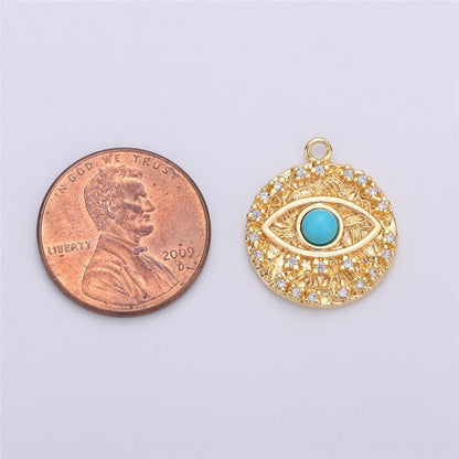 Opal Evil Eye Charm / Turquoise Evil Eye charm in Gold Filled for Necklace Bracelet Earring Charm for Jewelry Making Supply C-645,C-646 (OPAL)