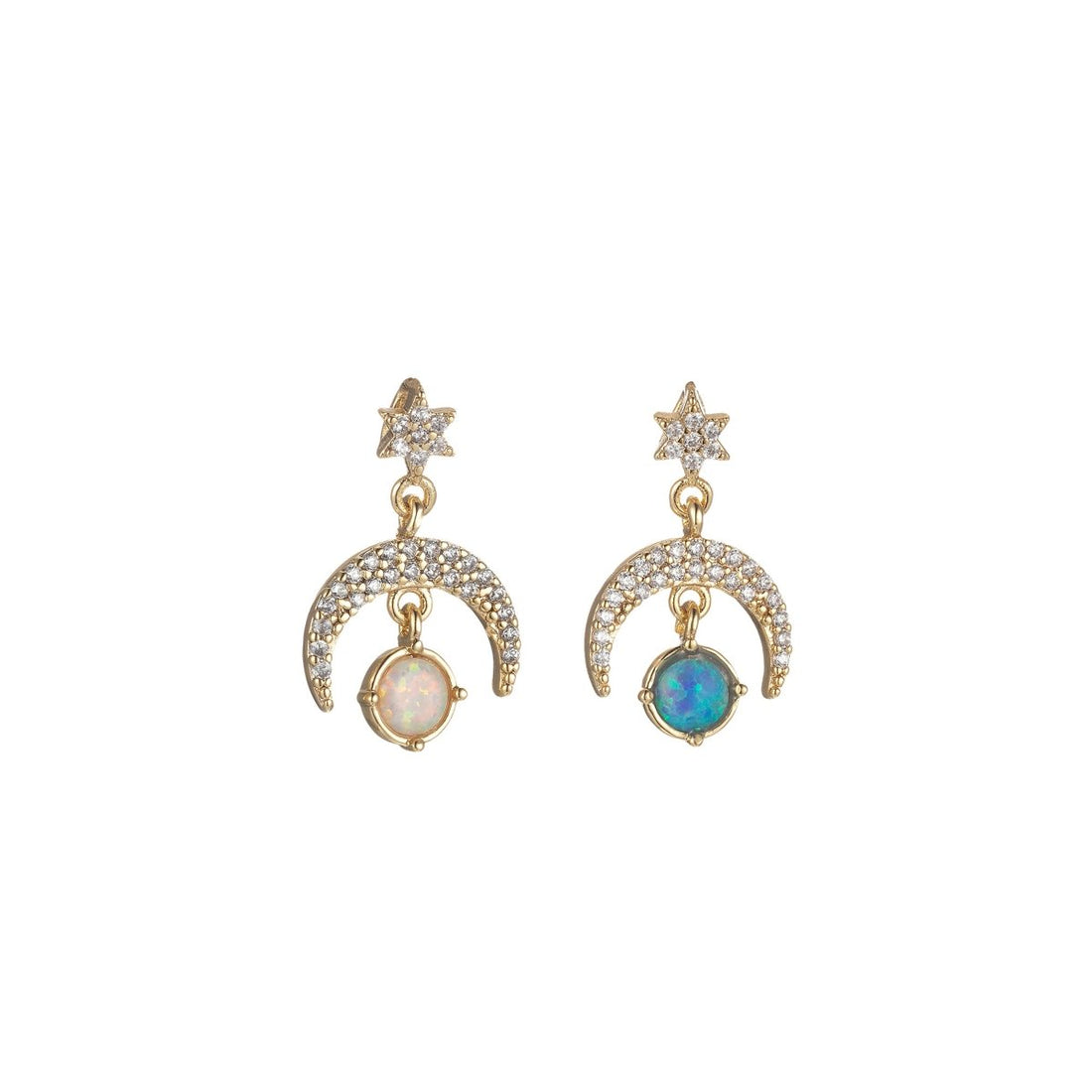Opal Moon Star Charms Dainty Celestial Charm Pendant for DIY Jewelry Making Accessories Micro Pave Crescent Moon Charm M-436 M-435