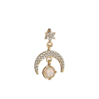 Opal Moon Star Charms Dainty Celestial Charm Pendant for DIY Jewelry Making Accessories Micro Pave Crescent Moon Charm M-436 M-435