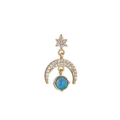Opal Moon Star Charms Dainty Celestial Charm Pendant for DIY Jewelry Making Accessories Micro Pave Crescent Moon Charm M-436 M-435