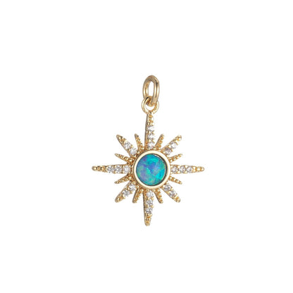 Opal Star Pendant, Gold Filled Star Burst charms Dainty Celestial jewelry making, charm for necklace Bracelet Earring Component M-432 M-433 M-434