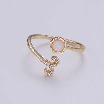 Opal Zodiac Ring Constellation Sign Cubic Zirconia Gold Ring, Astrology Sign Horoscope Ring Birthday Personalized Valentines day Gift R-358-R-369