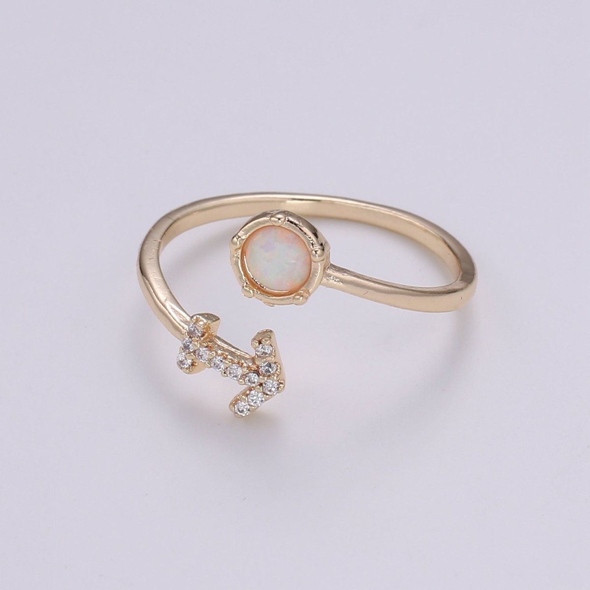 Opal Zodiac Ring Constellation Sign Cubic Zirconia Gold Ring, Astrology Sign Horoscope Ring Birthday Personalized Valentines day Gift R-358-R-369