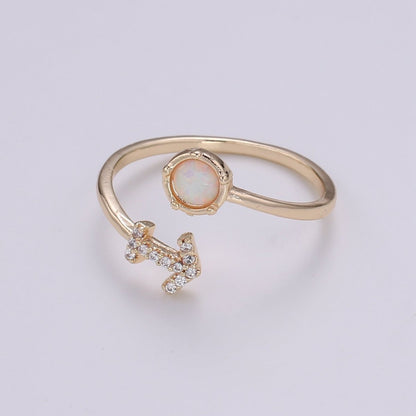 Opal Zodiac Ring Constellation Sign Cubic Zirconia Gold Ring, Astrology Sign Horoscope Ring Birthday Personalized Valentines day Gift R-358-R-369