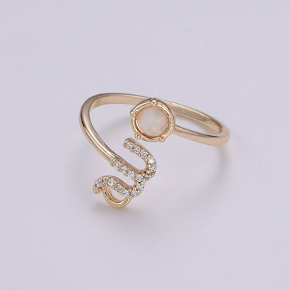 Opal Zodiac Ring Constellation Sign Cubic Zirconia Gold Ring, Astrology Sign Horoscope Ring Birthday Personalized Valentines day Gift R-358-R-369