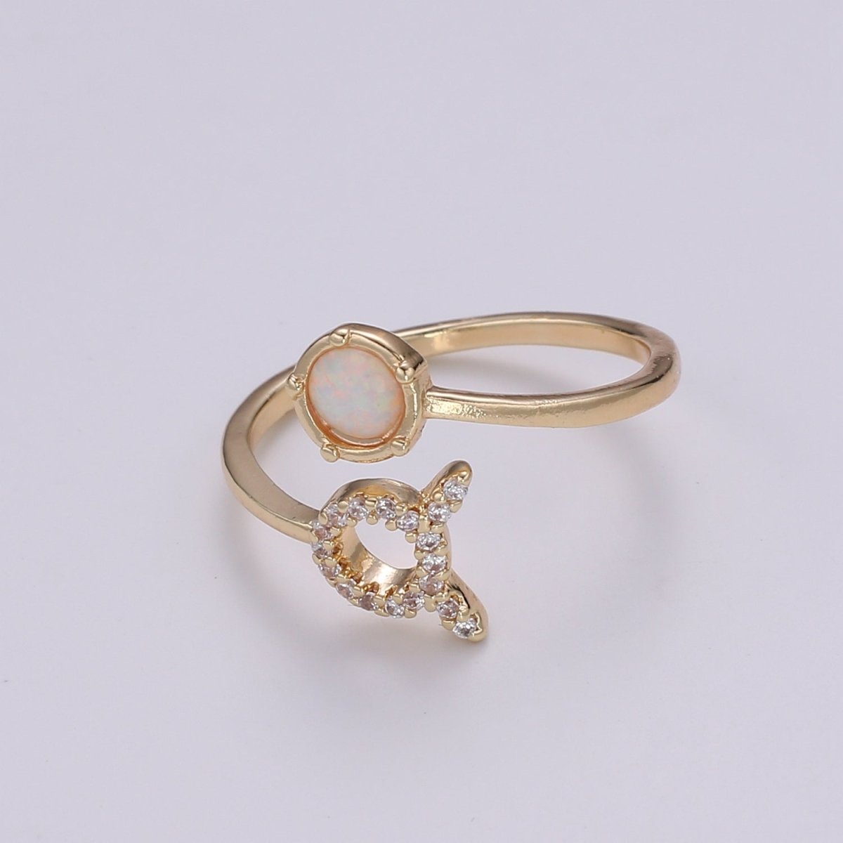 Opal Zodiac Ring Constellation Sign Cubic Zirconia Gold Ring, Astrology Sign Horoscope Ring Birthday Personalized Valentines day Gift R-358-R-369