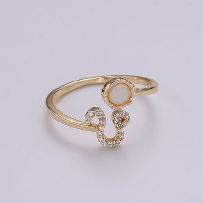 Opal Zodiac Ring Constellation Sign Cubic Zirconia Gold Ring, Astrology Sign Horoscope Ring Birthday Personalized Valentines day Gift R-358-R-369