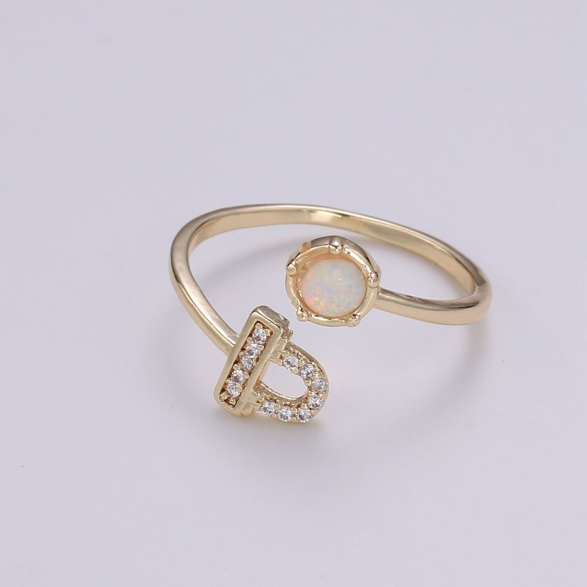 Opal Zodiac Ring Constellation Sign Cubic Zirconia Gold Ring, Astrology Sign Horoscope Ring Birthday Personalized Valentines day Gift R-358-R-369