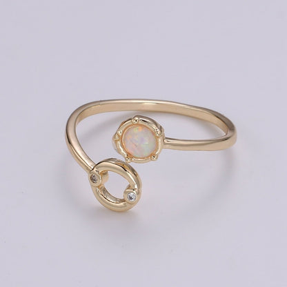 Opal Zodiac Ring Constellation Sign Cubic Zirconia Gold Ring, Astrology Sign Horoscope Ring Birthday Personalized Valentines day Gift R-358-R-369