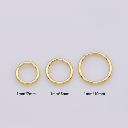 Open Jump Ring Real Gold Plated Jump Ring 5mm 6mm 7mm 8mm 10mm with 18 gauge / 1mm thickness for Jewelry Supply Component 10gram