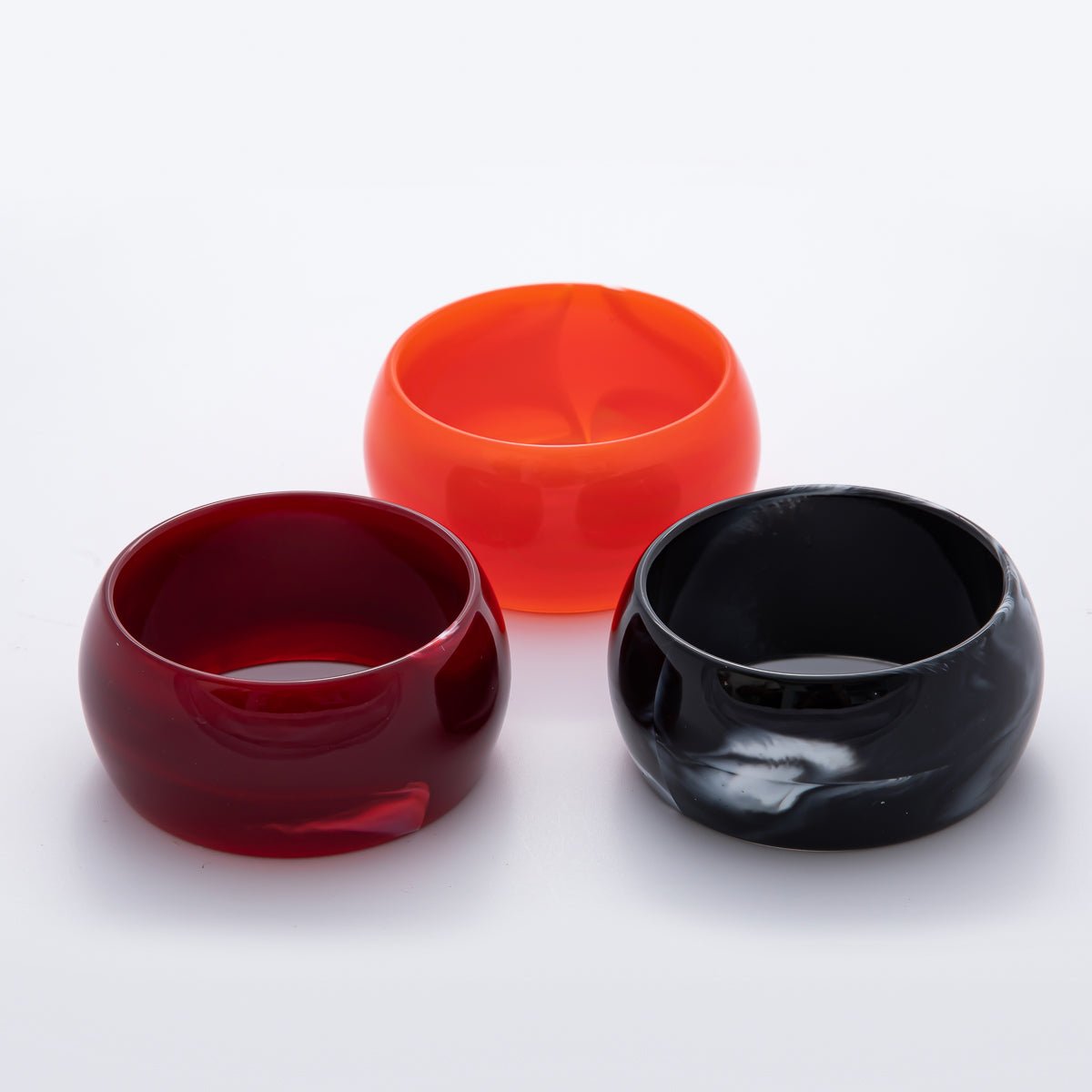 Orange, Black, Red Solid Resin Acrylic Wide Bangle Bracelet | WA-3413 ~ WA-3415