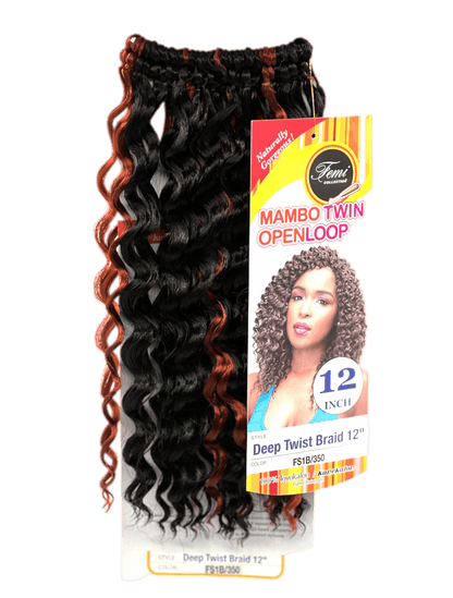 Femi Collection Mambo Twin Open Loop Deep Twist Braid 12 in