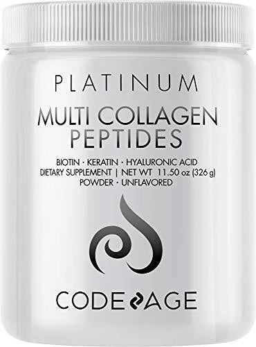 Codeage Multi Collagen Peptides Powder Platinum, Biotin &amp; Keratin, Unflavored, 11.5 oz