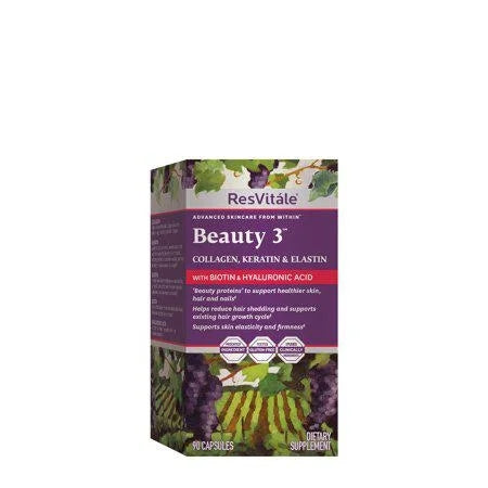 ResVitale Beauty 3 Collagen, Keratin &amp; Elastin Formula, 90 Capsules