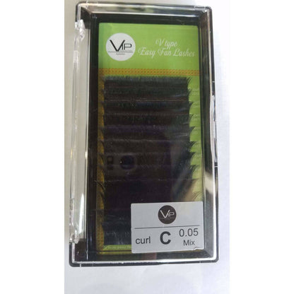 VIP V Type Easy Fan Lash Extensions 0.05 mm C Curl | 12-Line 8 mm Tray