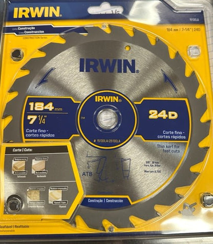 IRWIN 7-1/4-in 184 mm 24-Tooth Saw Blade