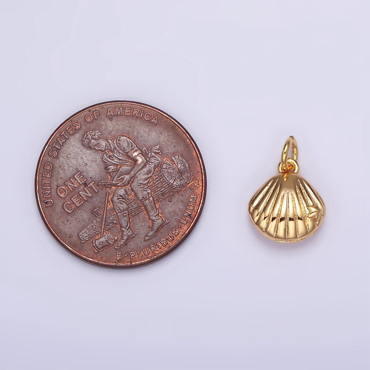 14K, 16K Gold Filled 8mm Sea Shell Line-Textured Add-On Charm | W482 AG012